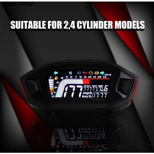 2020 New motorcycle LCD cylind for 1,2,4 cylinder speedometer 13000 RPM optional backlight digital odemeter Tachometer