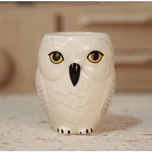 3D Ceramic Owl Shape Mugs Cartoon Animal Tea Water Cups With Handle Coffee Mugs Breakfast Drinkware Cups Home Office School Gift