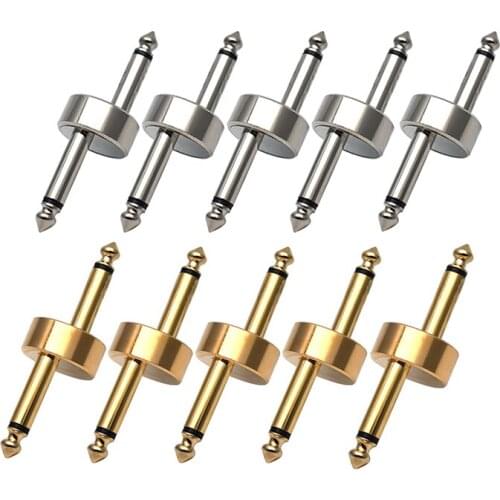 5pcs/lot 6.35mm guitar effect pedal connector Z type audio adaptors connecting jack-Silver/ Gold