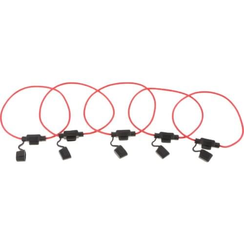 5 Pieces In-Line Car Fuse Holder Blade Mini 16AWG Cable 12V/24V/32V Waterproof