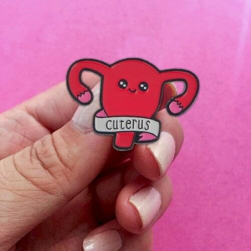 The Red Uterus Feminist Brooch Pins Enamel Metal Badges Lapel Pin Brooches Jackets Jeans Fashion Jewelry Accessories