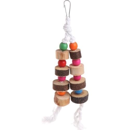 1 Piece Natural Wooden Birds Parrot Colorful Toys Chew Bite Hanging Cage Balls Ropes Garden Ornament Pet Supplies