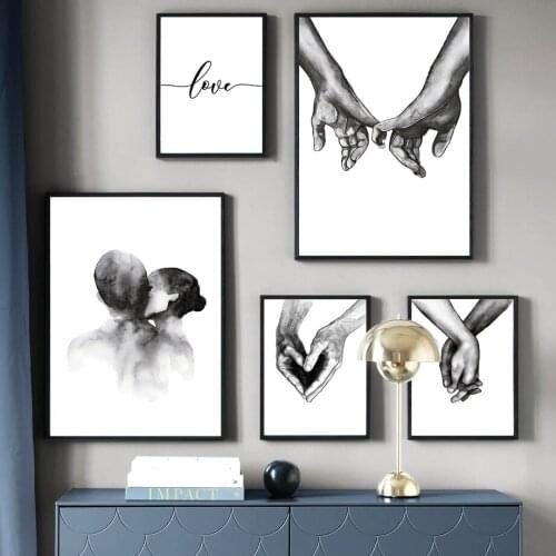 French Kiss Hand In Hand Couple Sexy Girl Wall Art Canvas Painting Nordic Posters And Prints Wall Pictures For Living Room Decor