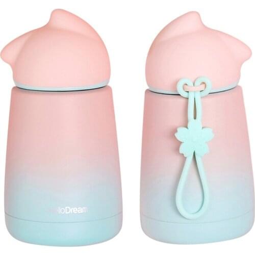 Gradient color 300ml Thermos Cup Water Bottle For Adult Baby Cat Belly Hand Cup Insulation Vacuum Cup