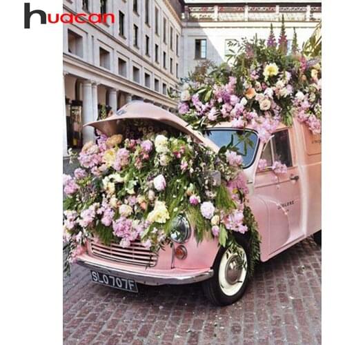 Huacan Diamond Painting Flower Rhinestone Pictures Mosaic Car Embroidery Rose Home Decor Diamond Art