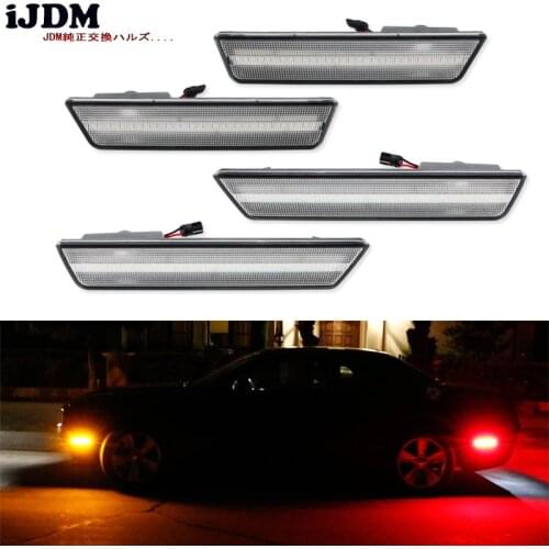 IJDM Car 120-SMD Front & Rear LED Side Marker Lights SET For 2008-2014 Dodge Challenger (Front: Amber, Rear: Red)