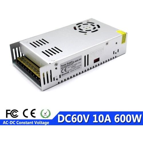 Power Supply Dc60V 10A 600w Power Source Driver Transformer 110V 220V AC To DC 60V Power Adapter for CNC Machine DIY CCTV Motor