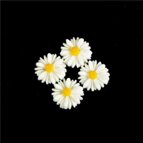 Cabochon DIY jewelry 50pcs white daisy flower decoration resin flatback