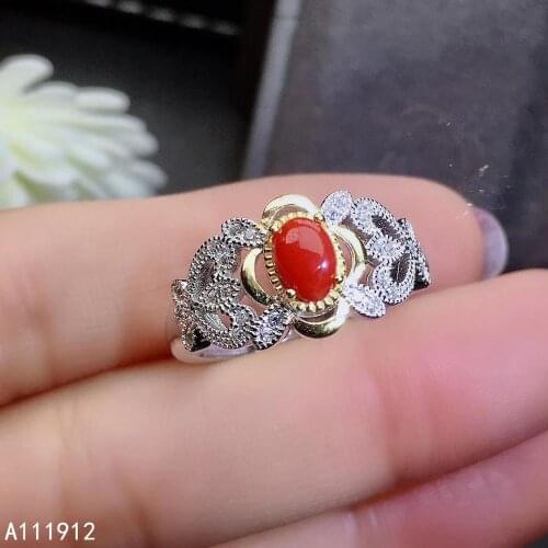 KJJEAXCMY fine jewelry natural red coral 925 sterling silver new women gemstone ring support test luxury