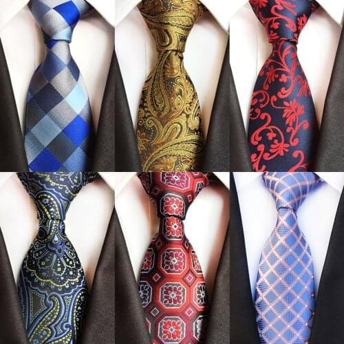 Paisley Classic 8cm Silk Formal Tie Yellow Red Floral Jacquard Necktie For Men Business Wedding Party Neckwear Ties Gifts Cravat