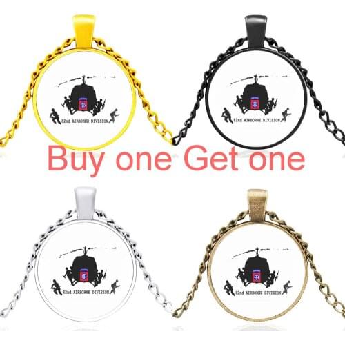 Classic 82nd Airborne Division Glass Cabochon Fashion Charm Pendant Necklace Men Women Jewelry Gifts