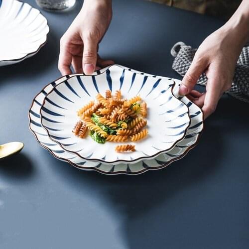 Creative Hand-painted Plate Shell-shaped Plate Ceramic Snack Plate Creative Dish Plate Household Small Fresh and Cute Tableware