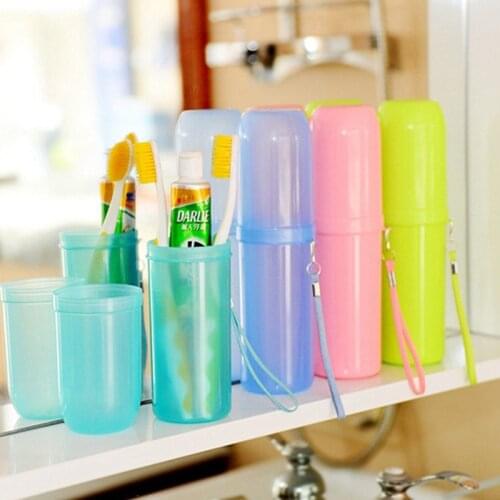 Hot sale portable toothbrush storage cup candy color toothpaste toothbrush plastic sleeve storage box travel accessories