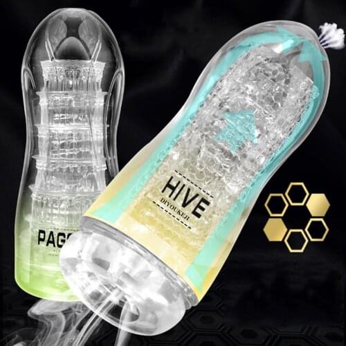 Reusable Vacuum Masturbation Cup Soft Pussy Transparent Vagina Sexy Pocket Male Masturbator Endurance Exercise Sex Toys for Men