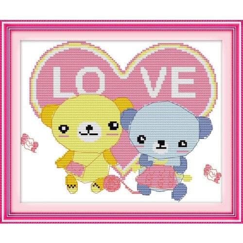 Little bears love cross stitch kit cartoon 14ct 11ct count print canvas stitches embroidery DIY handmade needlework plus