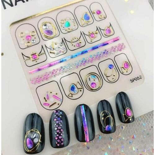 1pc Bohemia Geometry Bronzing Manicure Decal Star Moon Flame Nails Accessories Flower Adhesive 3D Nail Art (No paper packaging)
