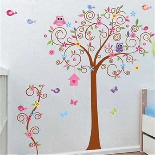 Flower tree wall decal colorful hot sells wall decals zooyoo7250 home decorations diy pvc removable wall stickers for kids room