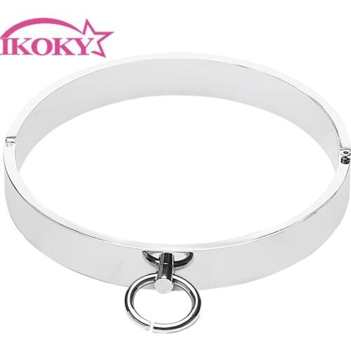 IKOKY Erotic Toys Sex Toys for Couples SM Bondage Sex Neck Collar Adult Games Slave Restraints for Men Stainless Steel Fetish
