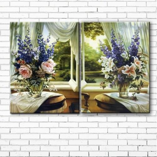Pastoral lily blue flower arranging canvas printings oil painting printed on canvas home living room wall art decoration picture