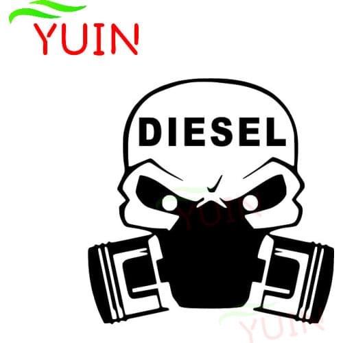 Diesel Gas Film Skull Car Sticker Fashion Car Window Decoration PVC Waterproof Sunscreen Decal Black/White/Red/Laser/Silver