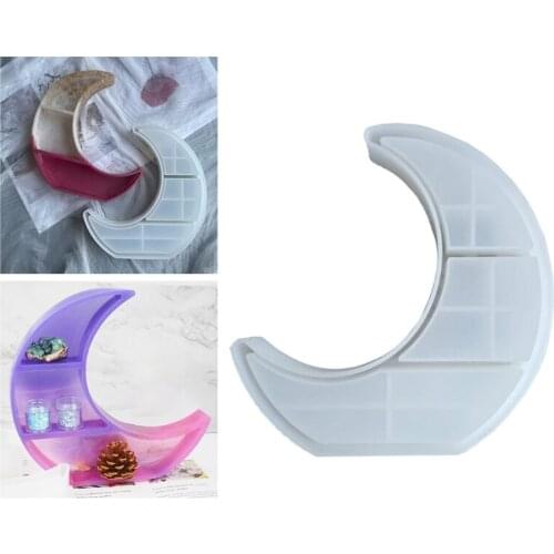 1 Pc Moon Shaped Tray Epoxy Resin Mold Crescent Display Stand Silicone Mould DIY Crafts Jewelry Organizer Trinket Holder Mold