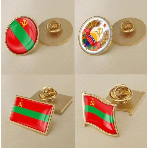 Transnistria Soviet Socialist Republic SSR Flag Brooch Badges Lapel Pins