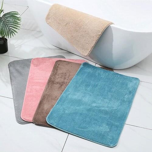 Rectangle Floor Mat Soft Anti-Skid Carpet Shaggy Rug Living Bedroom Solid Color Bathroom Absorbent DoorMat