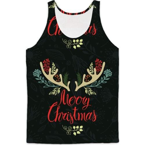 REAL American US SIZE Merry Xmas High Quality 3D Sublimation Print Tank top plus size 4xl 5XL 6XL