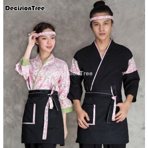 2021 unisex japanese korea style medium sleeve chef cook uniform set waiter work wear restaurant cook top