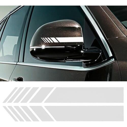 For 2 Pcs Car SUV Auto Rear View Side Mirror Cover Sticker Rearview Vinyl Decals Stripe Car-Styling Decoration 15.3*2CM