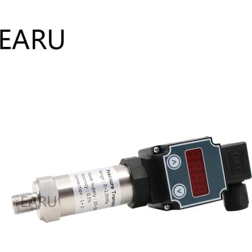 0-10V Output -1~0~10bar/16bar/6bar/25bar 10-30VDC, G1/4 Thread 0.5%, Pressure Transmitter Pressure Transducer Sensor LCD Display