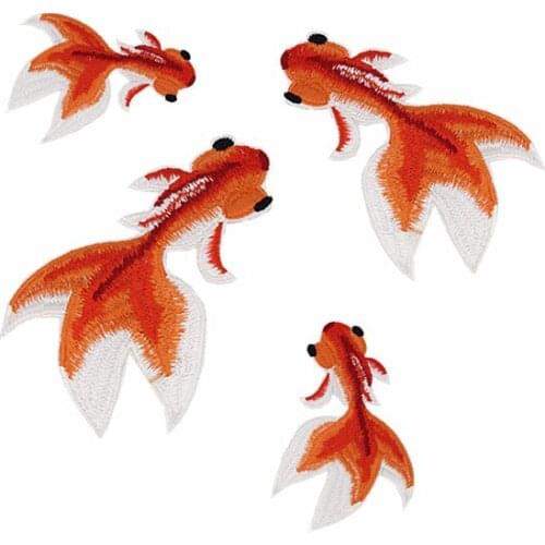 Chinese Style Carp Fish Embroidered Patches Stripes Classic Ethnic Carp Koi Embroidery Patch DIY Patches Applique Cloth Stickers