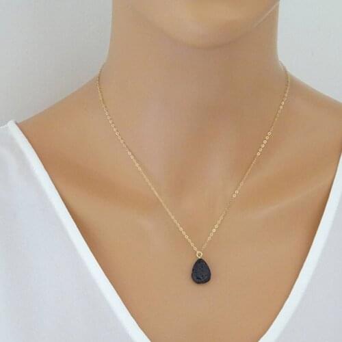 HebeDeer Women Necklaces Jewelry Simple Choker Necklace Chain Lovers Black Pendant Trendy Trendy Alloy Collares Collier