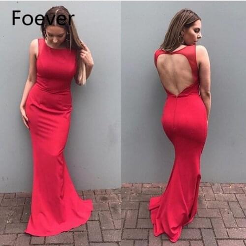 Cheap Red Mermaid Evening Dresses Long 2019 robe de soiree Open Back Formal Women Party Dress Custom abendkleider