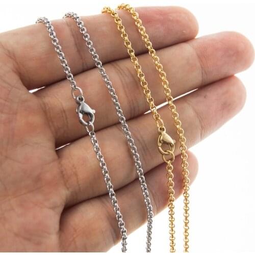 Gold Stainless Steel Rolo Chain Necklace Bulk 2.5mm Width Metal Rolo O Cable Chain Choker Femme Acier Inoxydable Ketten
