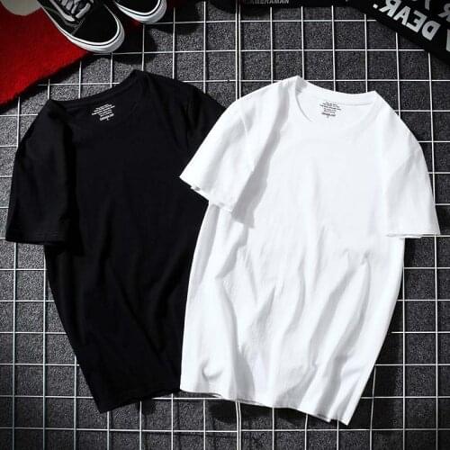 100% Cotton Men T-Shirt Pack Of 2 Solid Color Casual Short Sleeve T-shirt Mens High Quality Fashion Tee Shirt Summer Clothing