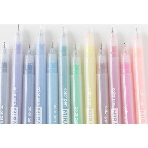 12pcs Multi Color Gel Ink Pens 0.5mm Transparent Body Ballpoint Colorful Marker Pen Highlighter Drawing Pens For Office School
