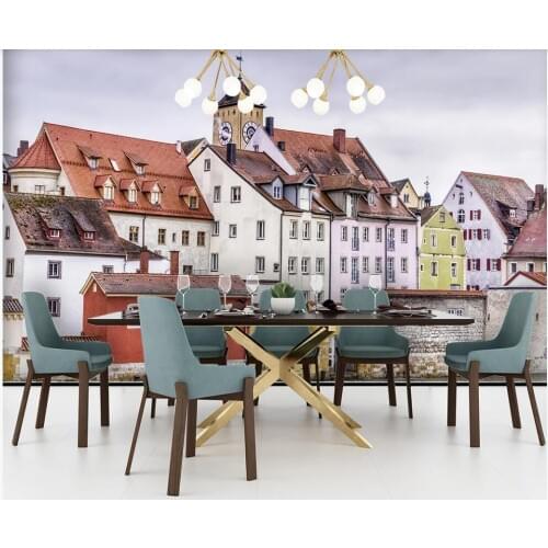 Custom photo 3d wallpaper Red tile white wall European style architectural landscape room 3d wall murals wallpaper for walls 3 d