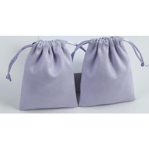 50 Purple Flannel Drawstring Pouches Personalized Logo for Jewelry Packaging Wedding Favor Gift Bag Cosmetic Bags Can Custom