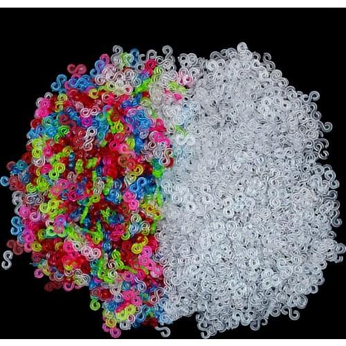 500pcs Acrylic S Clips Loom Rubber Band Clips Plastic Jewelry Connectors For Necklace Bracelet Making Colorful Clasp Refill Kit