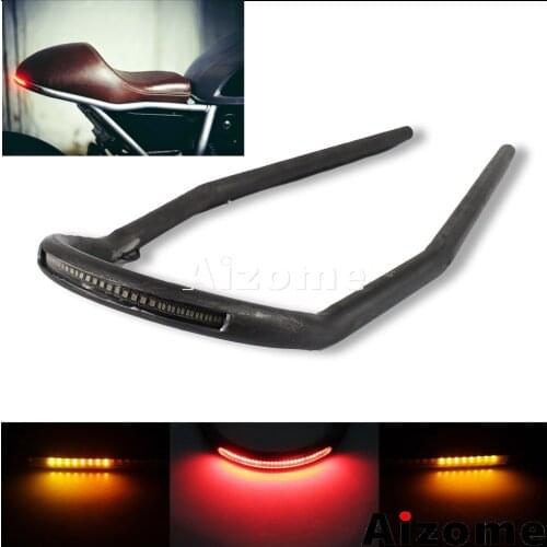 594mm Long Cafe Racer Seat Frame Brat Loop LED Brake Signal Lights For Honda Yamaha XS CD 125 175 185 200 CB CG 125 Flat Tracker