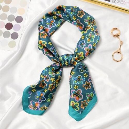 70*70cm Colorful Flowers Print Square Scarf Women Bandana Hairband Lady Head Wraps Female Shawl Fashion Neckerchief