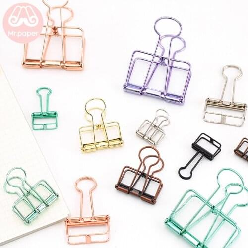 8 Colors 3 Sizes Ins Colors Gold Sliver Rose Green Purple Binder Clips Large Medium Small Binder Clips School Office Supplies