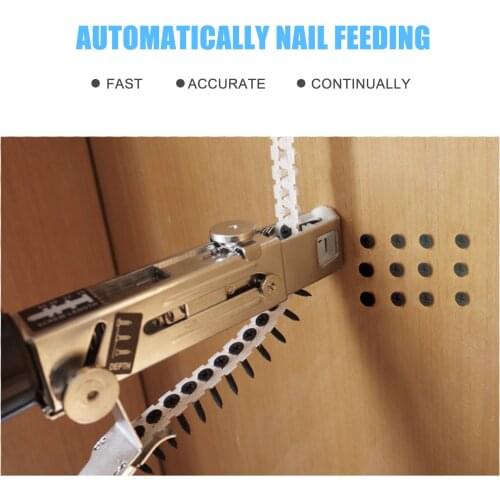 Automatic Chain Nail Gun Adapter Power Drill Attachment W/ Screws Woodworking Tool Auto Feed Screwdriver Tape Chain Nail Adapter