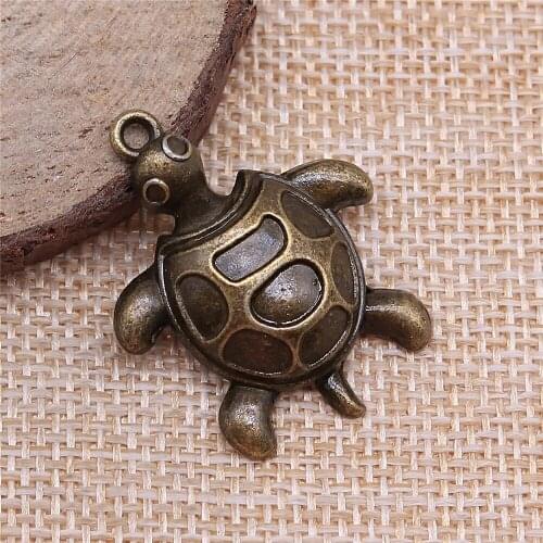 Free shipping 12pcs 35x27mm antique bronze tortoise charms diy retro jewelry fit Earring keychain hair card pendant accessories