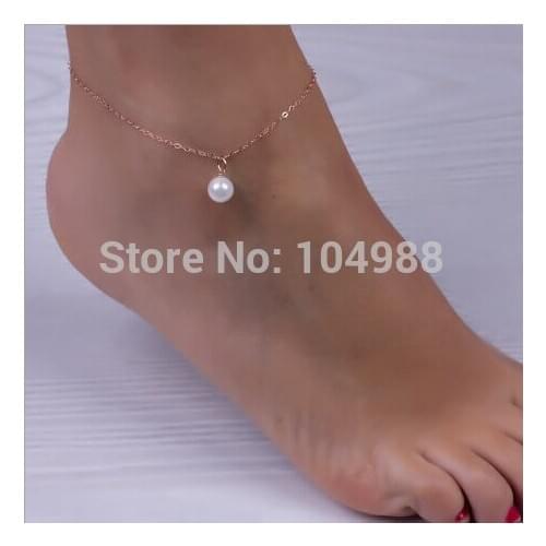 FREE SHIPPING STYLE A53 WOMEN FASHION GOLD COLOUR CHAINS IMITATION PEARLS ANKLE CHAINS JEWELRY 2 COLORS