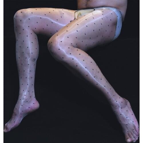 Unisex Dot Oil Glossy Shiny Pantyhose Crotchless 1D Nylons Lady Stockings Collant Sexy Strumpfhose Mens Penis Sheath Hot Pants