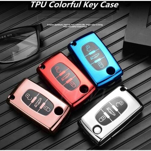 TPU Flip Folding Car Key Case Cover For Peugeot 107 206 207 307 308 406 For Citroen Xsara Picasso C2 C3 C4 C5 C6 C8 2 3 Button