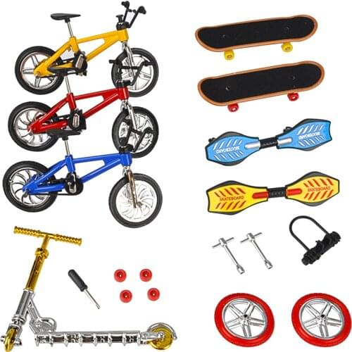 Kids Mini Fingerboard Bike Toys Set Finger Skateboard Scooter Bmx Bike Toy For Children Skate Boards Scooter Miniature Bicycle