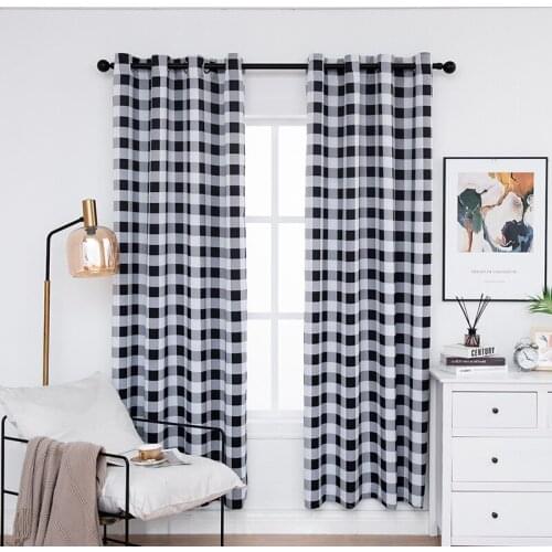 Home lattice Print Blackout Curtains For Living Room Bedroom Window Semi-shading Curtain for Kitchen Finished Drapes Blinds Tend